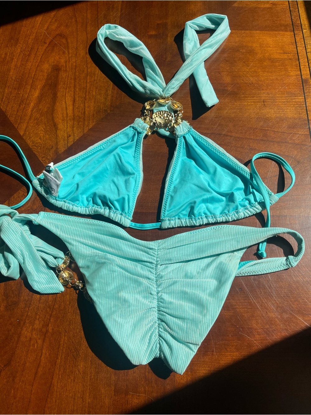 Turquoise Embellished Bikini Set “Lara” by beach bunny XL/L set RARE - Picture 11 of 14